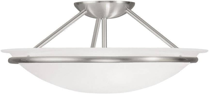 Livex Lighting 4824-91 Newburgh 3-Light Ceiling Mount, Brushed Nickel