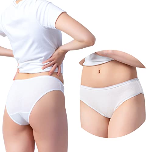 Disposable Underwear for Women, 10 Pack Cotton Ladies Briefs Panties Travel/Emergency, White