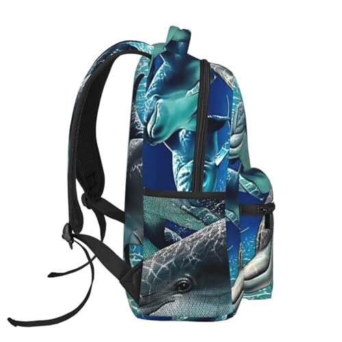 Mochila de senderismo EdWal con estampado de delfines y compartimento para laptop de viaje 3