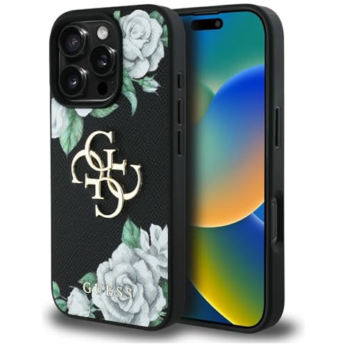 CG Mobile Guess Grained Roses Big 4G Logo pour iPhone 16 Pro (Noir)
