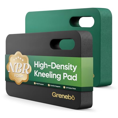 Grenebo 2pcs High-Density NBR Foam Garden Kneeling Pad, 1.6" Extra Thick Gardening Pads for Kneeling, Ultra Soft Kneeling Pads for Gardening, Work, Exercise, Bathing Baby, 17.3×11×1.6 in, Black Green