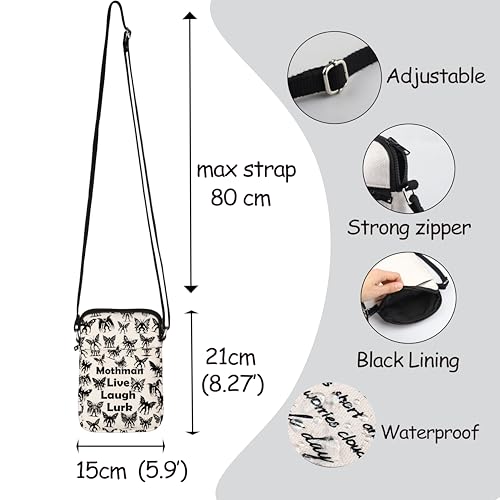 MNIGIU Mothman Cryptid Crossbody Bag Mothman Lover Gift Mothman Live Laugh Lurk Shoulder Bag Cryptozoologist Gift2