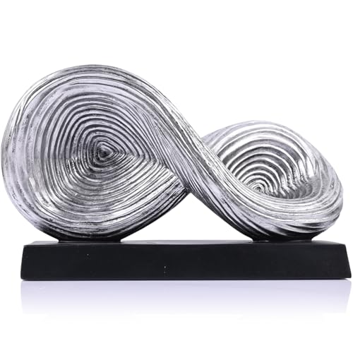 QIANLING Abstrakte Kunst-Skulptur, Unendlichkeitssymbol-Skulptur, abstrakte dekorative Statue, silberner Knoten für Heimakzente, Dekoration, moderne Dekoration für Couchtisch, Eingang, Wohnzimmer