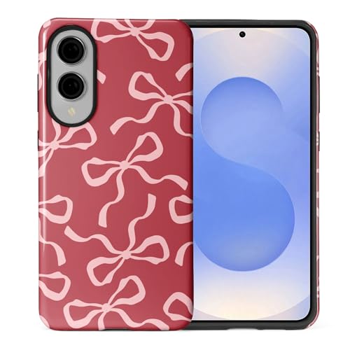 ilikediy for Samsung Galaxy S25 Edge Case,HL2 Aesthetic Red Bow Hybrid 2 Layer Hard Shell Silicone Protective Pattern Design Case