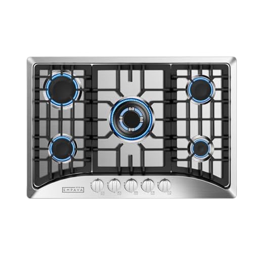 Empava 30" Gas Stove Cooktop with 5 Italy Sabaf Sealed Burners NG/LPG Convertible in Stainless Steel, 30 Inch
