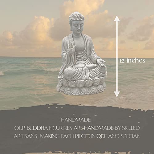 Estatua de Buda meditando de resina blanca de 12 pulgadas miniatura 4