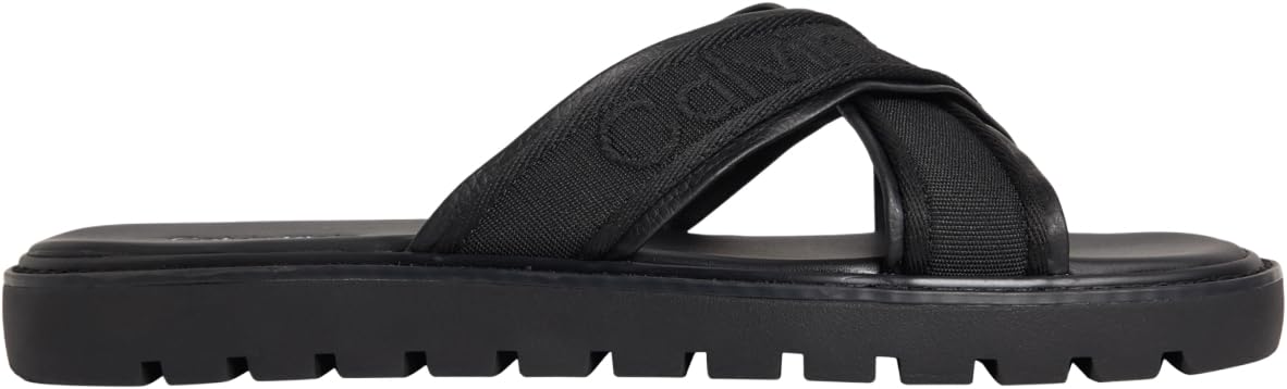 Calvin Klein Men's Sq Molded Sandal Xcross Wb HM0HM02101 Flat Sandals, BLACK (Triple Black), 6.5