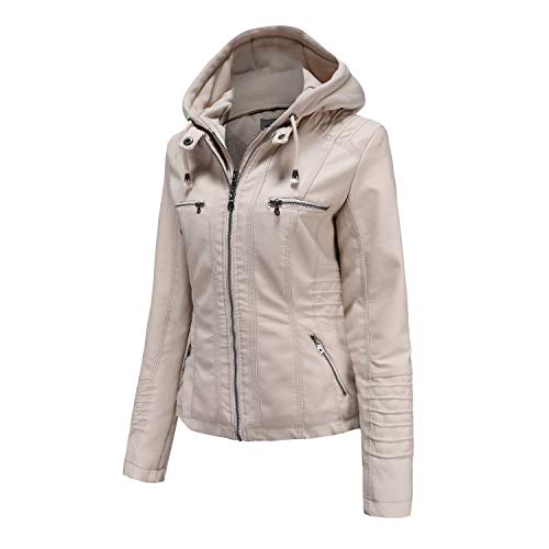 Tagoo Faux Leather Jacket Women Motorcycle Coat for Biker with