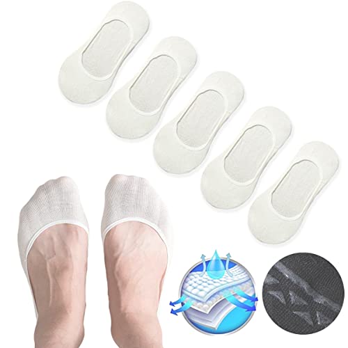 CHUNFO No Show Liner Men Footie Socks Non Slip Grips Multicolor Cushioned Pure Color Invisible Low Cut Boys 5 or 10 Pairs