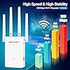 NEWFAST 2026 WiFi Range Extender,Wireless Repeater for Home with 4 Rotating Antennas,MU-MIMO,4X Faster,Covers Up to 9,800 Sq.ft and Support 35 Devices,WiFi Signal Booster Support WPS One Key Setup