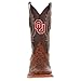 Vaccari Men's Cooper Genuine Brown Distressed Ostirich Print Leather OU Sooners Embroidery Broad Square Toe Cowboy Boots - 8