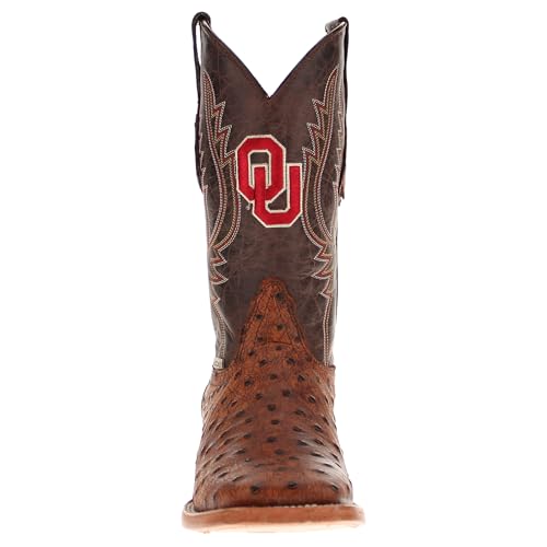 Image of Vaccari Men's Cooper Genuine Exotic Print Leather & NCAA League Embroidery Broad Square Toe Cowboy Boots