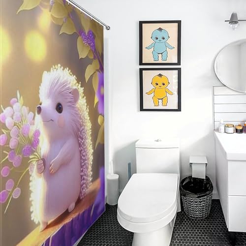Rideau de douche hérisson 183x183 cm en polyester lavable avec 12 crochets - 3