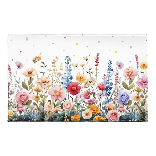 Giwawa Colorful Flower Bath Rug Botanical Floral Extra Soft Bathroom