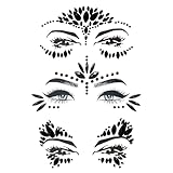 2pcs gemmes tatouage temporaire paillettes gemmes strass visage gemmes STRASS CRISTAL pour musique carnaval, fête, maquillage