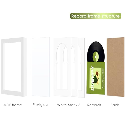 Image of DUENPY 16x22 Vinyl Frame For 12.5x12.5 Cover White Mat White | Displays 12.5x12.5 Album Cover Art, Supports Wall Mounting For Home Music-Themed Wall Decor.