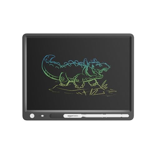 Image of Amazon Basics Writing Tablet with 15-inch Rainbow Colour LCD Screen and Stylus Pen for Kids & Adults (Black-White)