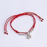 Brazalete de Plata para Mujer, Pulsera Tejida de Cuerda roja con Cuentas de Plata S990, Pulseras de Amistad Ajustables, joyería de la Suerte Vintage, Regalo para Mujeres, niñas e Hijas