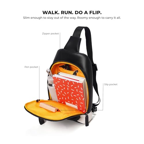 Image of MOKOBARA The Memo Crossbody Sling Vegan Leather & Nylon Chest Bag Casual Shoulder Daypack