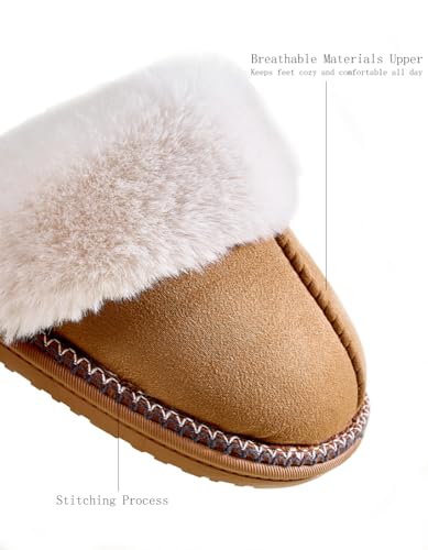 ChayChax Women’s Fuzzy Slippers Winter Warm Memory Foam House Shoes with Indoor Outdoor Non-Slip Sole2