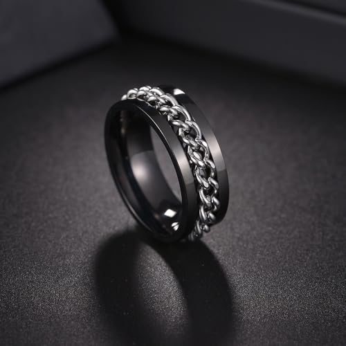 PAMTIER Unisex 8mm Stainless Steel Personality Cool Beer Bottle Opener Chain Rotatable Fidget Ring Biker Anxiety Wedding Band2