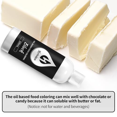 Image of Black Oil Based Food Coloring for Chocolate - Herbeklab 100ml Professional Concentrated Oil Food Dye for Candy Melts, Chocolate, Cake Pops, Strawberries & Baking
