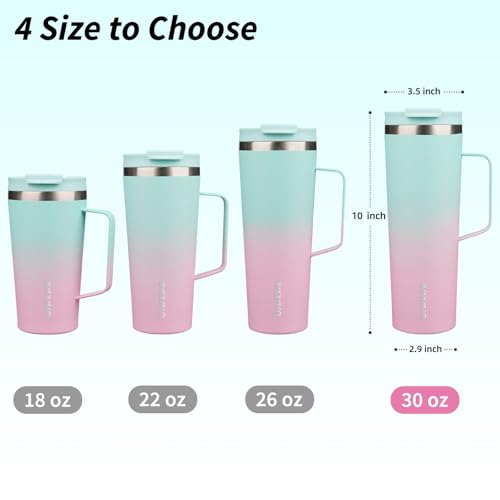 Image of BJPKPK 30oz Insulated Tumbler with Handle, Lid & Straw, Stainless Steel