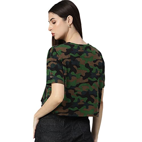 Image of Veirdo Women's Cotton Camouflage Loose Fit T-Shirt