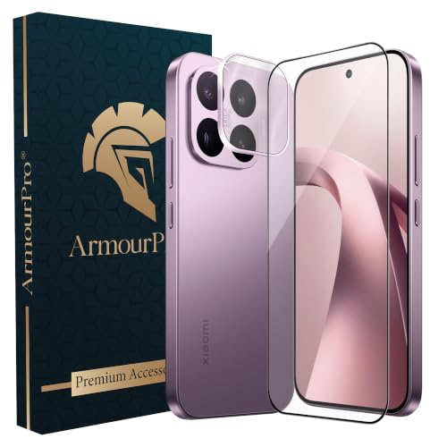 Image of ArmourPro Edge to Edge Tempered Glass for Xiaomi 17T with Pink Camera Ring Guard, 9H Screen Protector, Anti-Scratch, Anti-Fingerprint, Bubble-Free Installation Kit