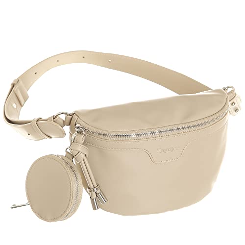 Crossbody Fanny Packs for Women, Sling Bags with Coin Purse Bumbag, Leather Belt Bag Chest Purse for Travel Hiking Walking (Fashion1-Khaki)