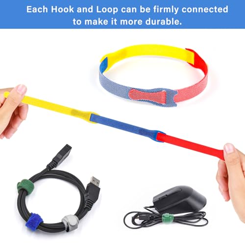 100 Stück 15cm Klett Kabelbinder Wiederverschließbar, Farben Kabel klettband kabelbinder Wiederverwendbar, Klettverschluss Band für Kabelmanagement, Cable Organizer, Home, Office, Zubehör, Gartena