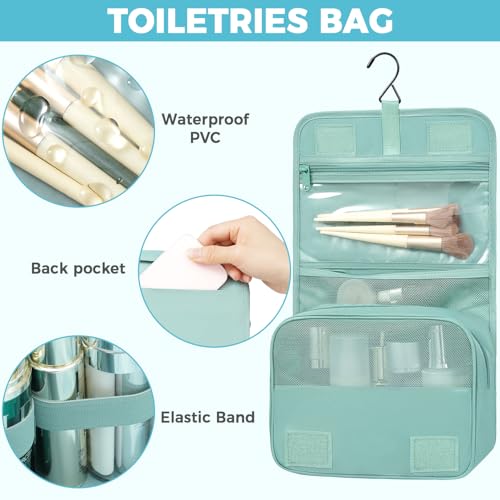 Image of BAGAIL 4 Set /6 Set /8 Set Compression Packing Cubes Travel Accessories Expandable Packing Organizers(HalfMesh,8-DustyBlue)