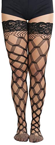 Image of ToBeInStyle Women's Multi-Strand Large Diamond Fence Net Thigh High Stockings