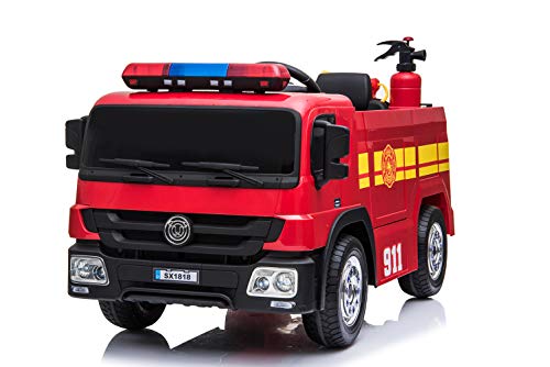 Ricco Véhicule électrique 12 V 10 A pour enfants avec télécommande parentale (moteur de pompier)