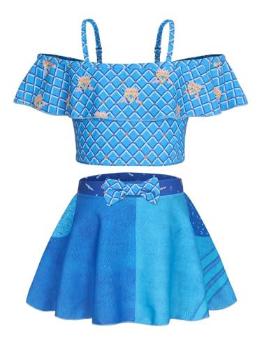 Image of Jurebecia Toddler Girls Princess Swimsuit Princess Bathing Suit Bikini Swimwear Kids Ruffle Tankini Summer Beach Pool Party Size 4t Blue