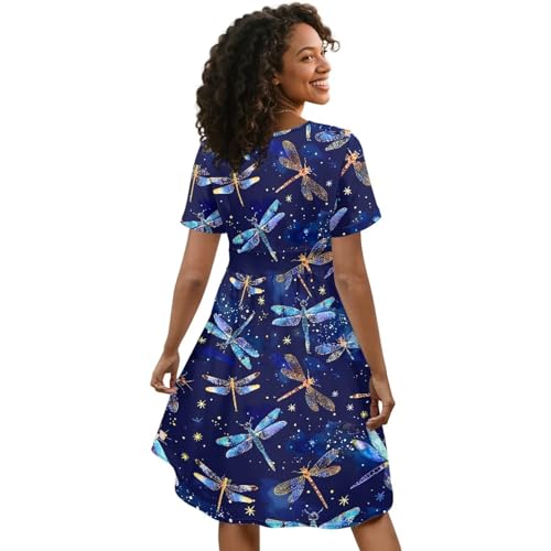 Image of Women's Summer Formal Dresses Short Sleeve Wrap V Neck Dresses Bridesmaid Wedding Guest Dress with Pockets