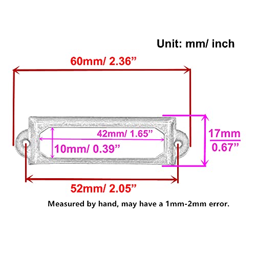 Adiyer 40Pcs Black Metal Label Holders Office Library File Drawer Cabinet Card Tag Label Holder Metal Frame 60Mm X 17Mm #TOP1