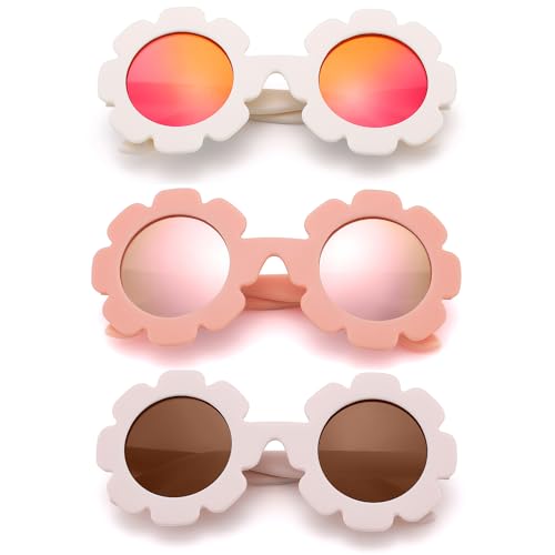 Polarized Baby Sunglasses with Strap - Unbreakable Infant Flowers Sunglasses for Newborn Girls Boys Age 0-12 Months3
