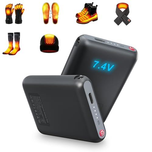 BIAL 2PCS 7.4V 6000mAh 23.1Wh Lithium Polymer Batteries for Heated Gloves Heated Socks. Replacement Rechageable Battery Pack for Heated Glove Liners Mittens Sock