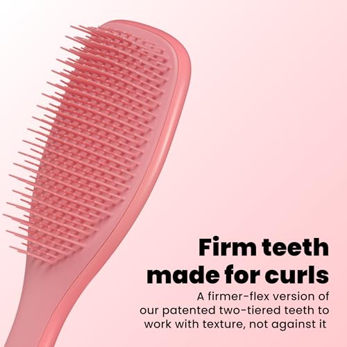 Image of Tangle Teezer Ultimate Detangler Curly Hair Brush, 3C to 4C, Coral Pink | Patented two-tier, firm-flex teeth detangle, reduce breakage & frizz on wet or dry hair; hairbrush for curly to coily hair