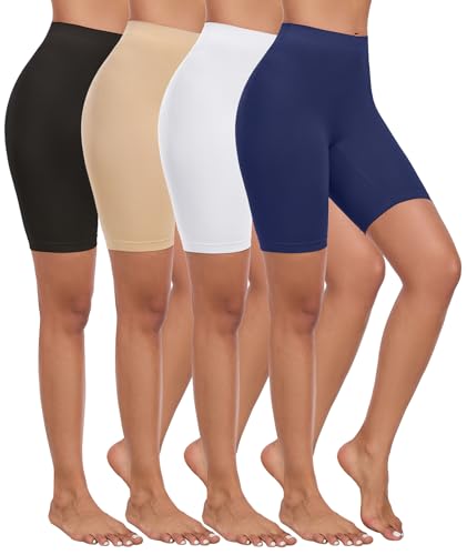 Okimay 4 Pack Slip Shorts for Under Dress Women Seamless Boyshorts Panties Anti Chafing Shorts