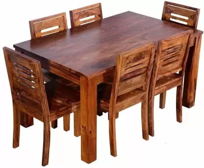 Wooden Palm Sheesham Wood 6 Seater Dining Table Set with 6 Chair for Living Room 7 Piece Wooden Dining Room Sets for Home Kitchen Modern Furniture (6 Seater, Teak Brown Finish)