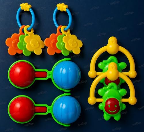 Image of Zest 4 Toyz Rattle Set for Babies 0-6 Months | New Born Baby Essentials | Colorful Attractive Non Toxic Plastic Shake & Grab Rattle Set Baby Toys | New Born Baby Gifts (Multicolor)
