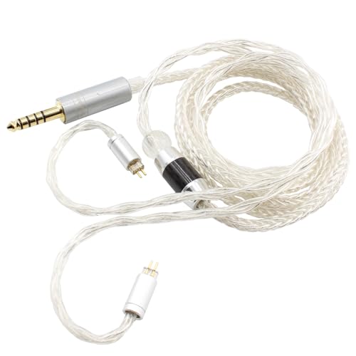 Youkamoo 0.78mm 2 Pin IEM Cable, 4.4mm Balanced Earphone Upgraded Cord, Silver Plated in Ear Monitor Cable, 1.2m 4ft (Silver)