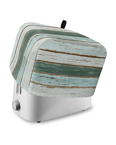 4 Slice Toaster Cover, Bread Machine Cover Vintage Farm Green Texture Gradient Wood Grain Kitchen Appliance Dust Cover with Top Handle Fingerprint Protection Lightweight Kitchen Toaster Cover