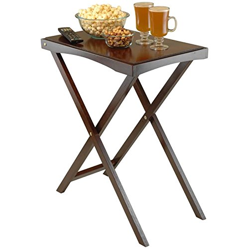 Pemberly Row Transitional Wood Folding Butler Table With Serving Tray In Walnut #TOP3