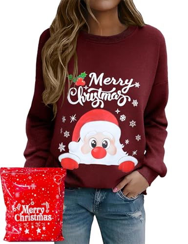Schneemann Pullover Damen 30 Lonya Weihnachts Sweatshirt Damen Weihnachtspullover Lustiges Xmas...