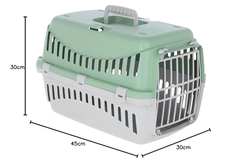 Kerbl Pet Transportbox Expedion, Mint/hellgrau, 45x30x30 cm, Hundebox, Katzenbox, Hundetransport, Kunststoff, kleine Hunde, Katzen