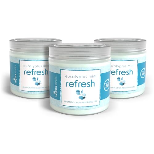 Image of Wipex Odor Eliminator for Home - Eucalyptus & Mint Odor Absorber, 15 Oz Gel Jar, Long-Lasting Freshness, Ideal for Rooms, Offices, and Yoga Studios, Effective Odor Eliminator, 3Pk