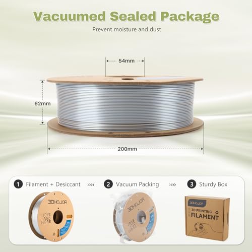 Image of 3DHoJor Silk PLA Filament 1.75mm Gold Silver Dual Color PLA 3D Printer Filament 2 in 1 Coextrusion 1KG Spool(2.2lbs) 3D Printing Filament Dimensional Accuracy + /- 0.03mm Fits for Most FDM 3D Printers